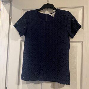 Market & Spruce Hans Crochet Front Top - Navy